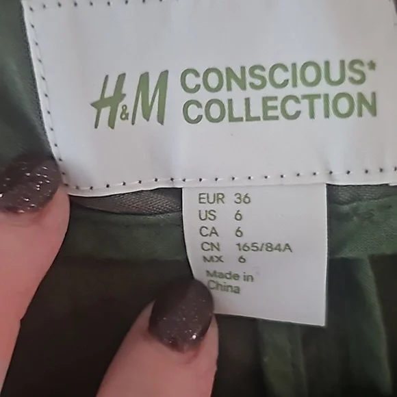 H&M conscious collection olive green jacket with gemstone pockets - Picture 4 of 5